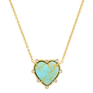 Turquoise Bezel Set Heart Pendant Necklace