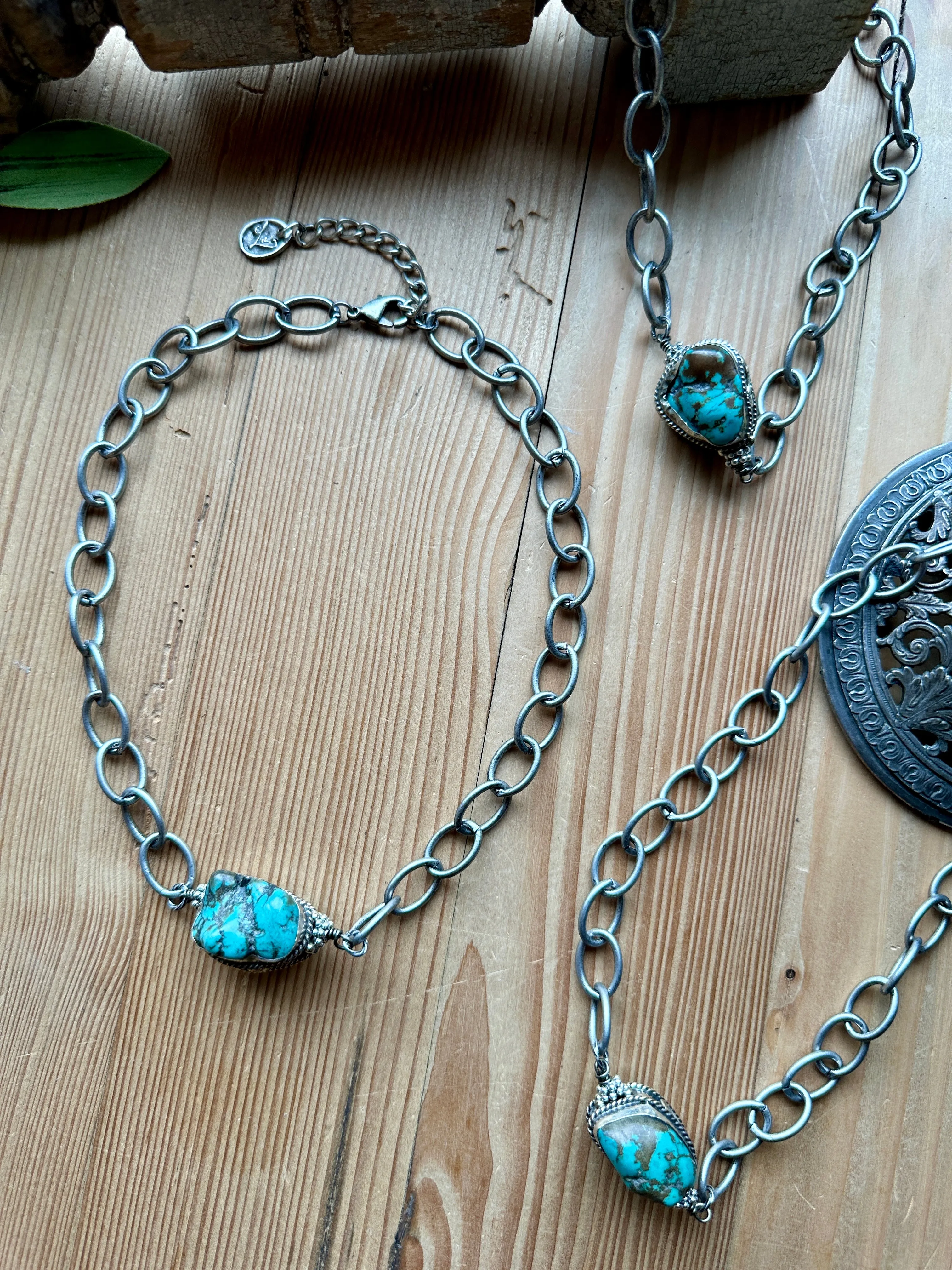 Turquoise Chunk Choker Necklace