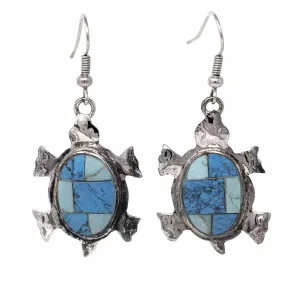 Turtle Earrings with Turquoise Design Artisana