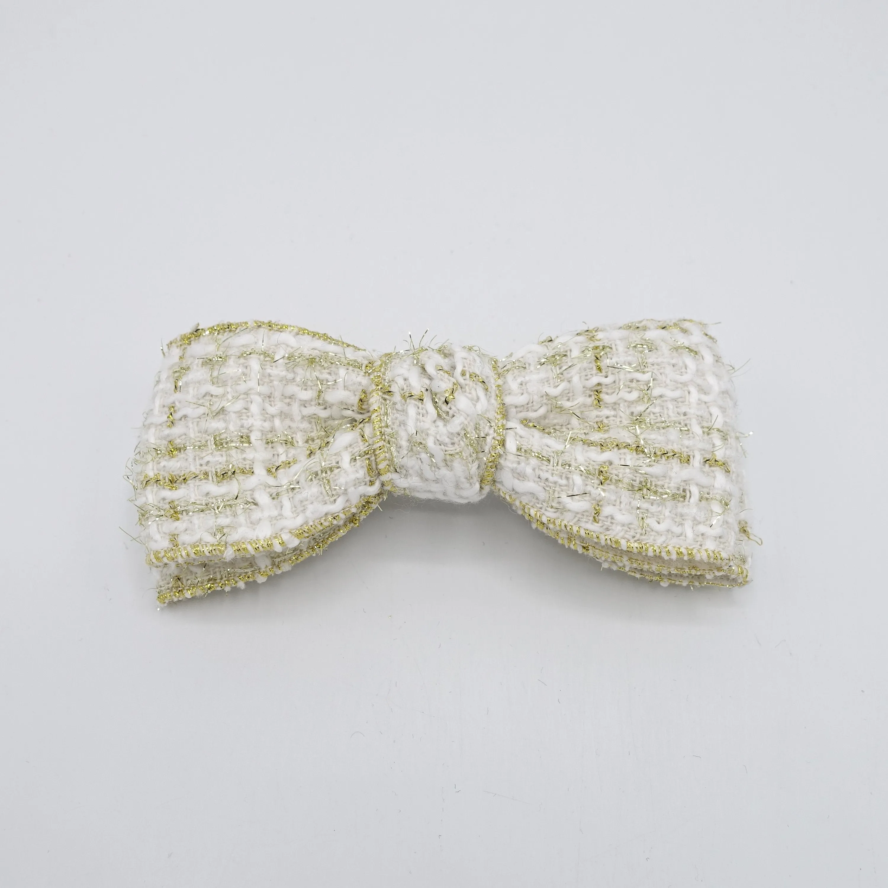 tweed hair bow, golden edge hair bow for women