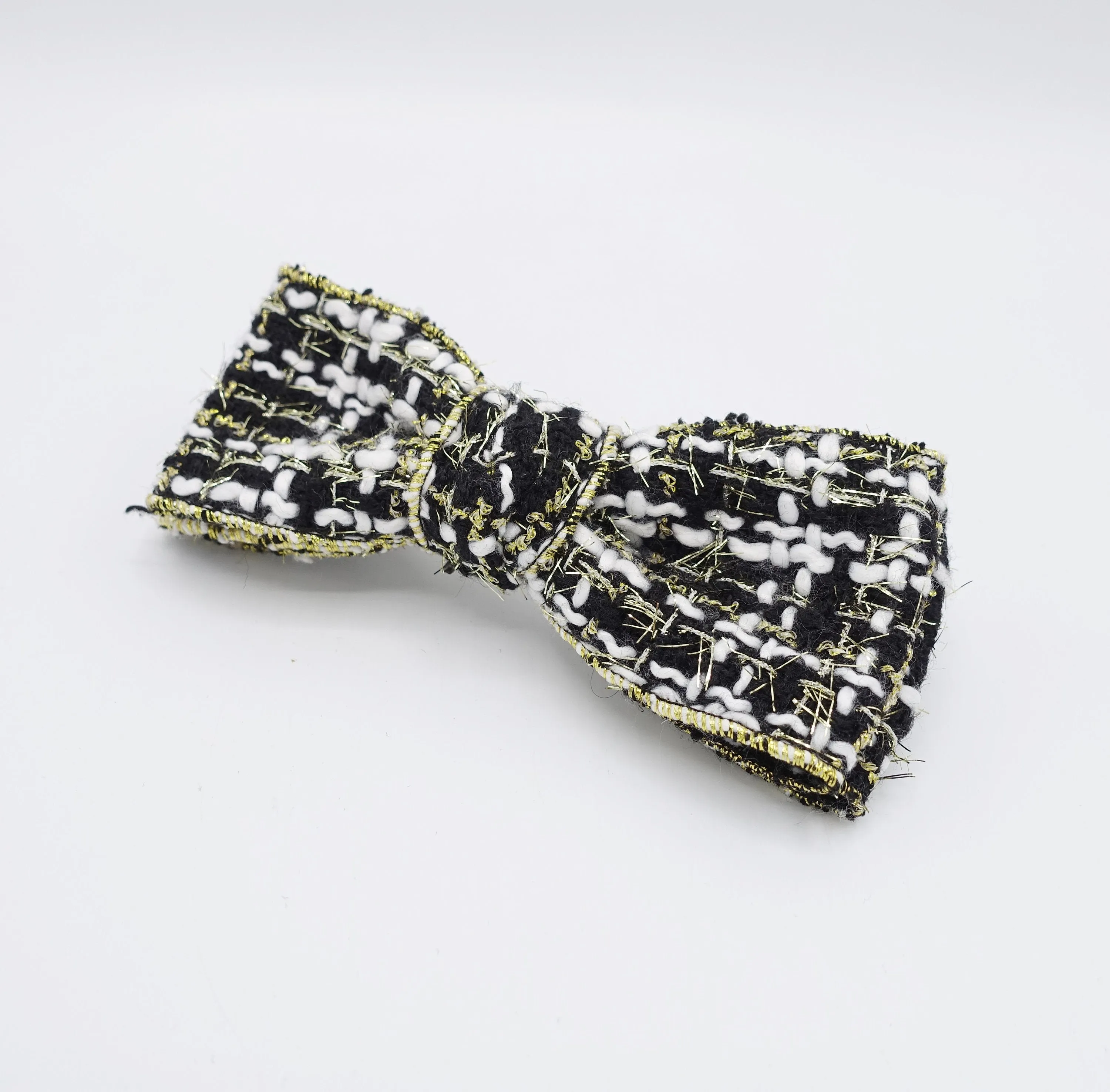 tweed hair bow, golden edge hair bow for women