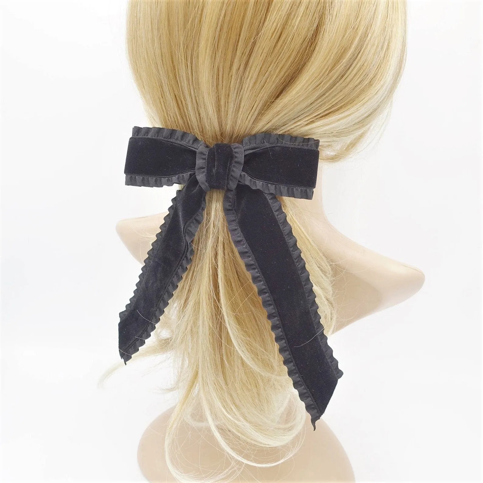 velvet black bow hair accessory shop for women