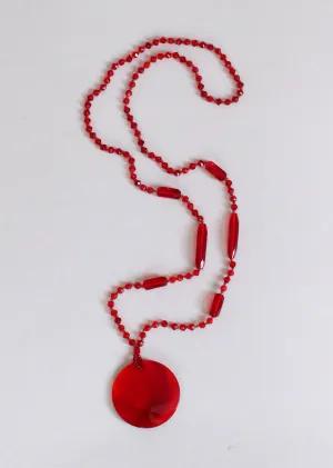 Vintage 1920s Ruby Red Glass Long Sautoir Flapper Necklace