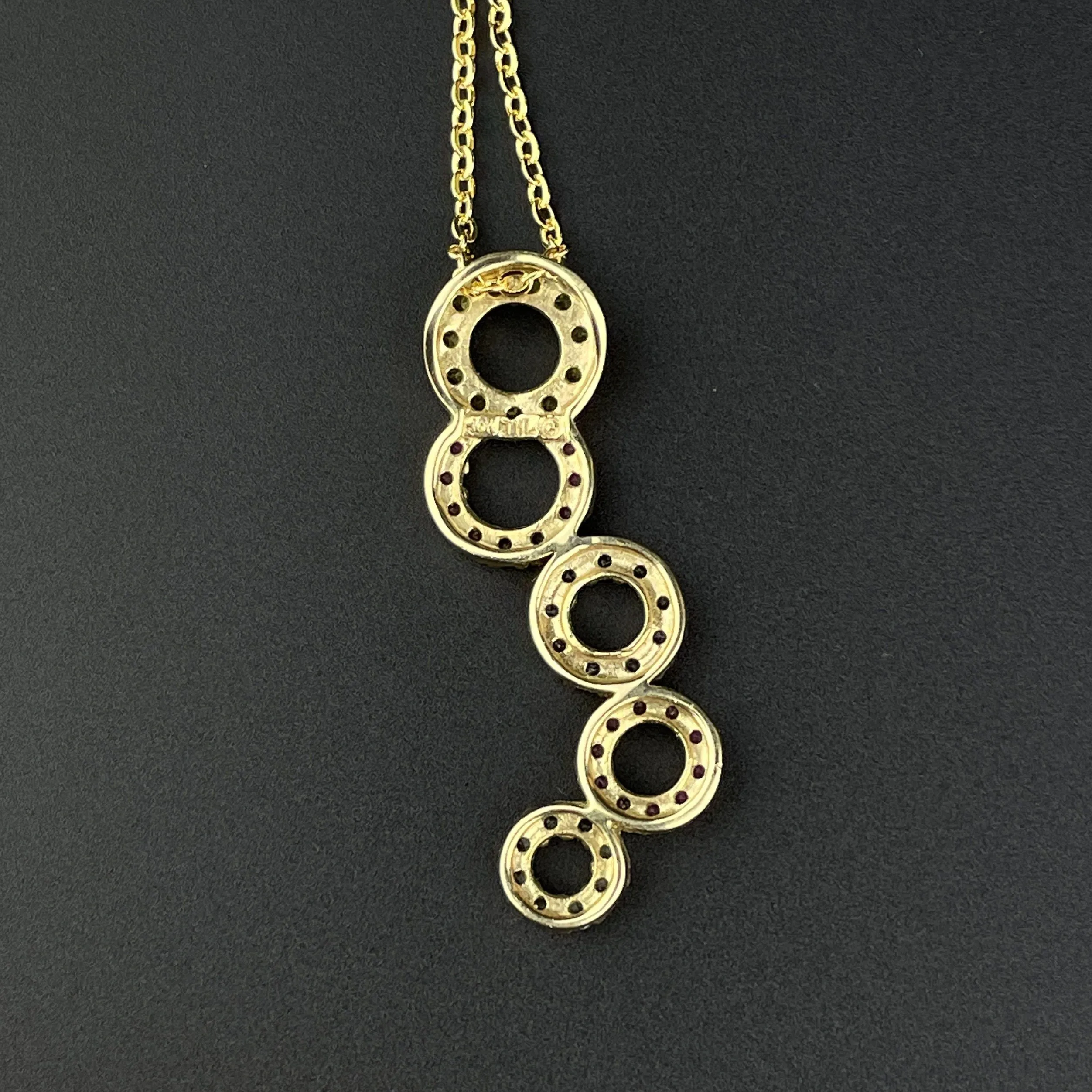 Vintage Gold Ruby Sapphire Infinity Pendant Necklace