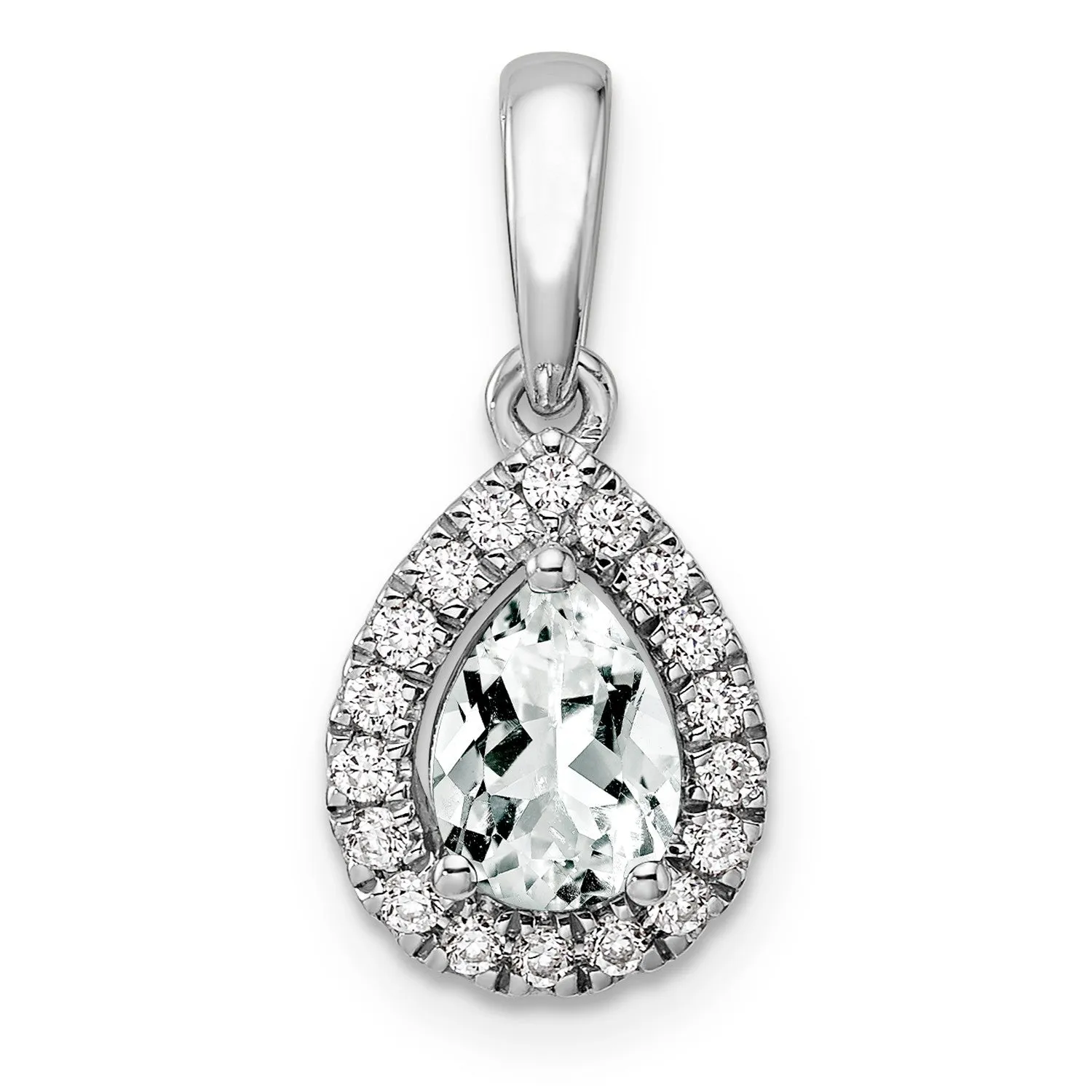 White Sapphire Diamond Halo Pendant