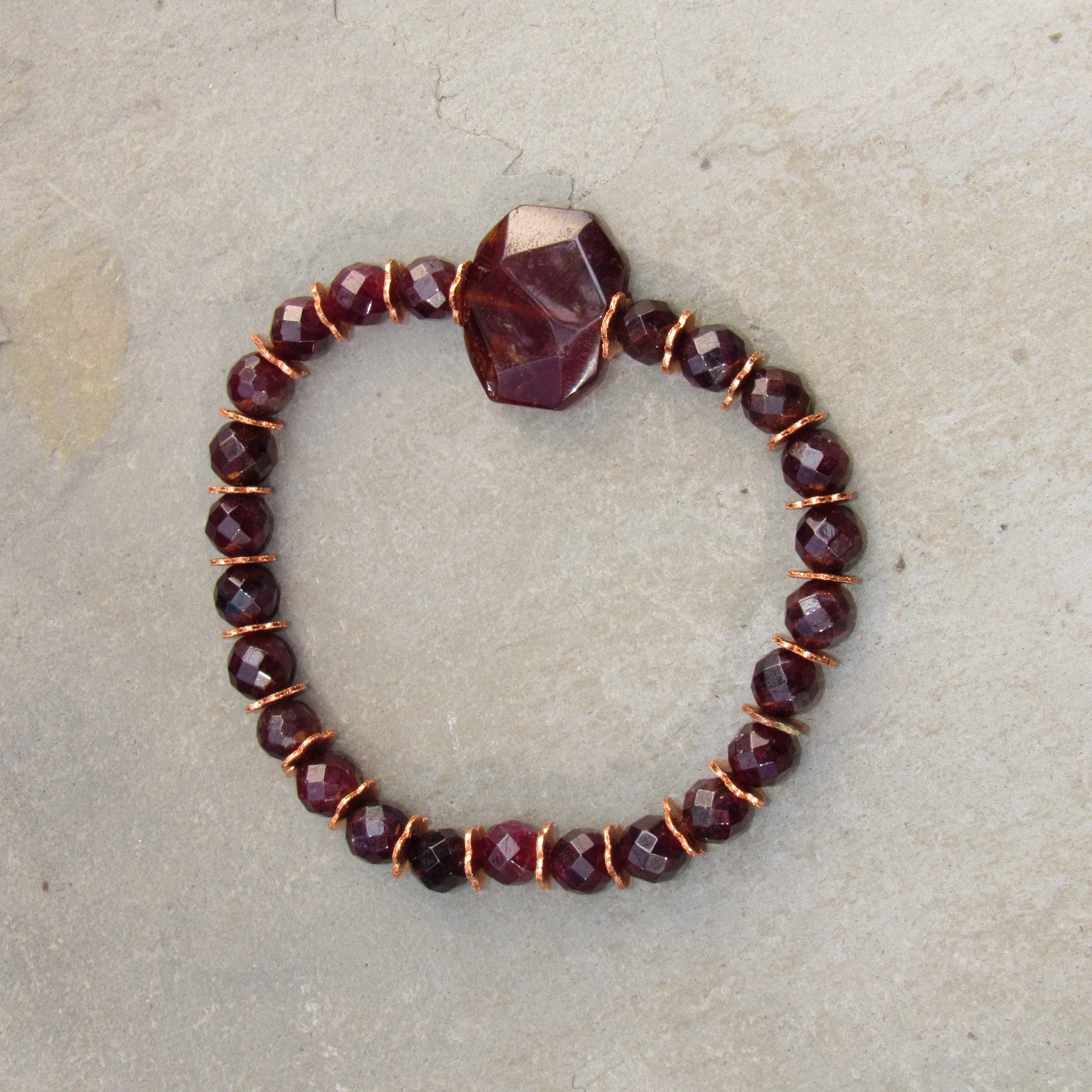 Women's Garnet gemstone and Copper Bracelet