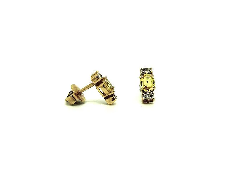 Yellow Sapphire And Diamond Stud Ad No.062 (5/4mm)