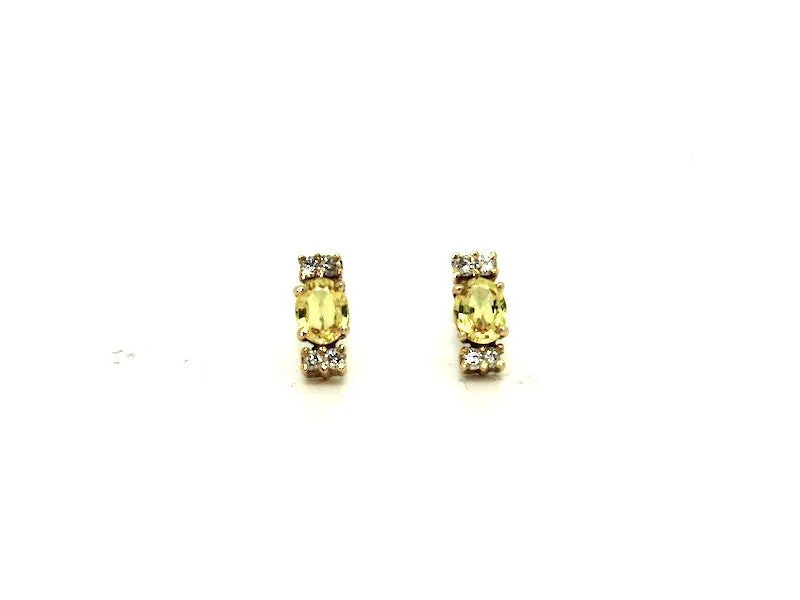 Yellow Sapphire And Diamond Stud Ad No.062 (5/4mm)