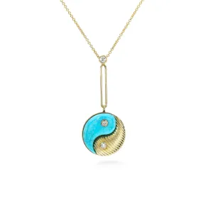 Ying Yang Turqouise Drop Necklace