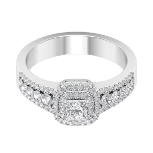 Zircon Double Halo Engagement Ring